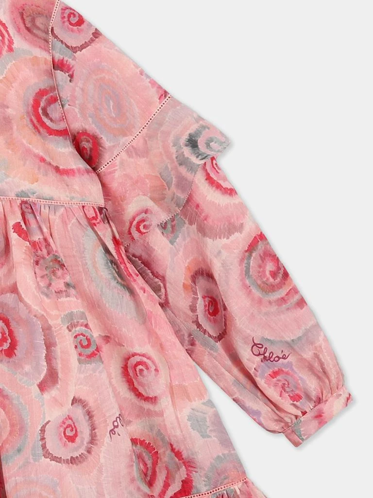 Chloé Chloé Girls Spiral Print Ceremony Dress in Pink 4