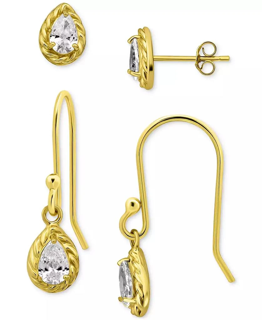 Giani Bernini 2-Pc. Set Cubic Zirconia Pear-Shaped Stud 
Drop Earrings in 18k Yellow Gold over Sterling Silver, Exclusively at Macy
s 3