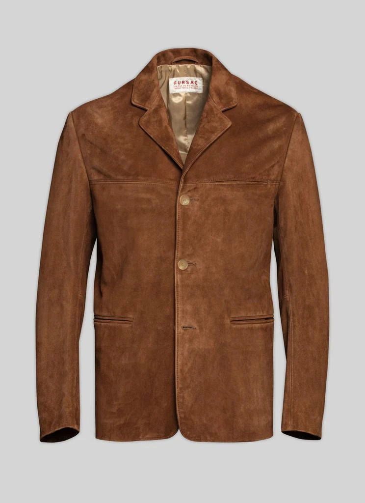 Fursac Fursac - Veste Blazer En Chèvre Velours Camel - Cognac 5