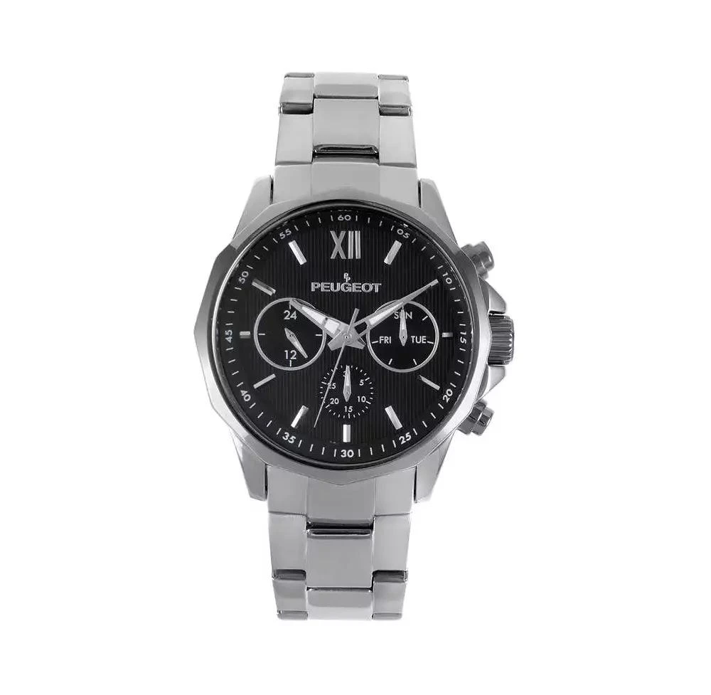 Peugeot Men's 46mm Multi-Function Stainless Steel Bracelet Watch from Macy's