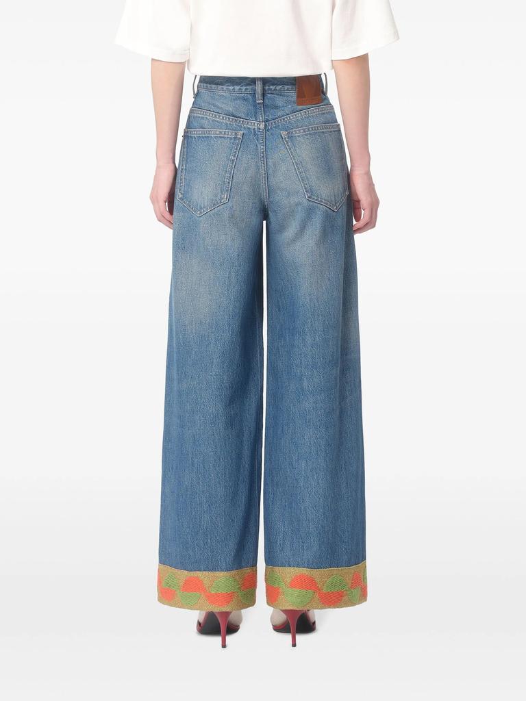 Valentino Jacquard-trim jeans