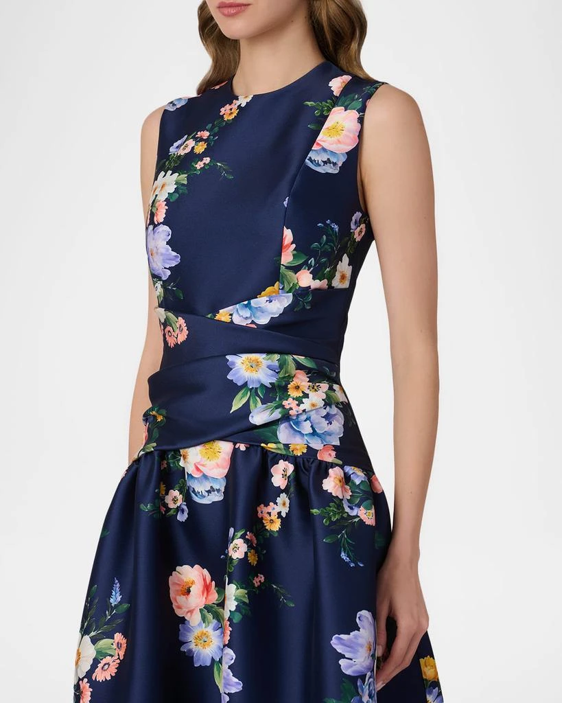 Shoshanna Marie Pleated Floral-Print Mikado Maxi Dress 4