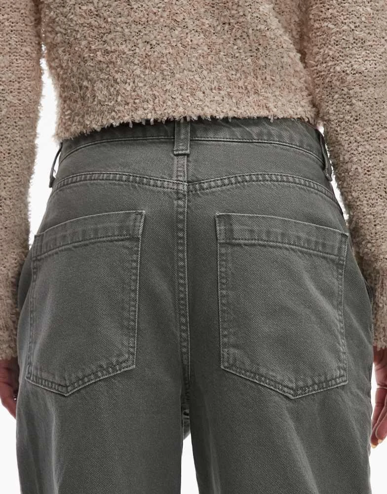Topshop Topshop seamed straight leg trouser in khaki 4