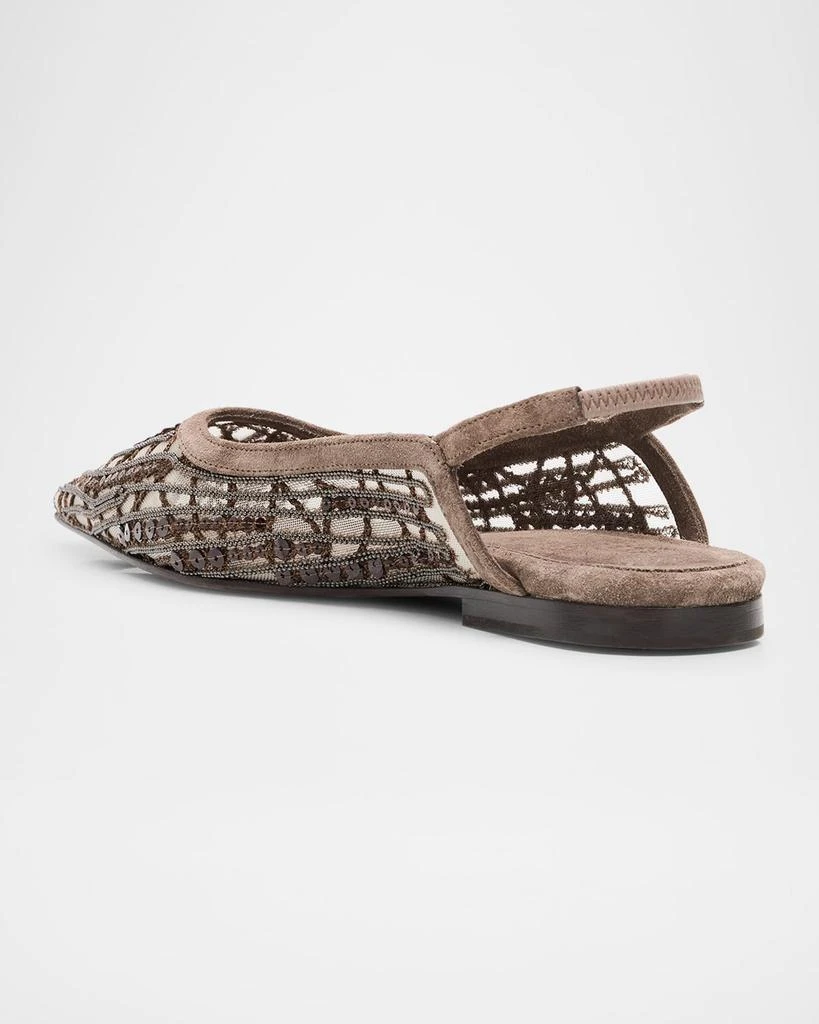 Brunello Cucinelli Woven Monili Slingback Flats 4