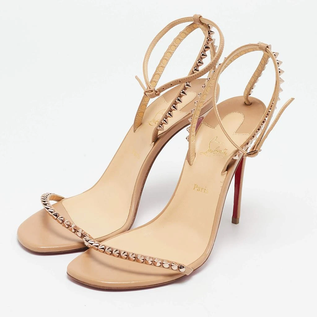 Christian Louboutin Christian Louboutin Beige Leather Loubi Queen Ankle Strap Sandals Size 38.5 2