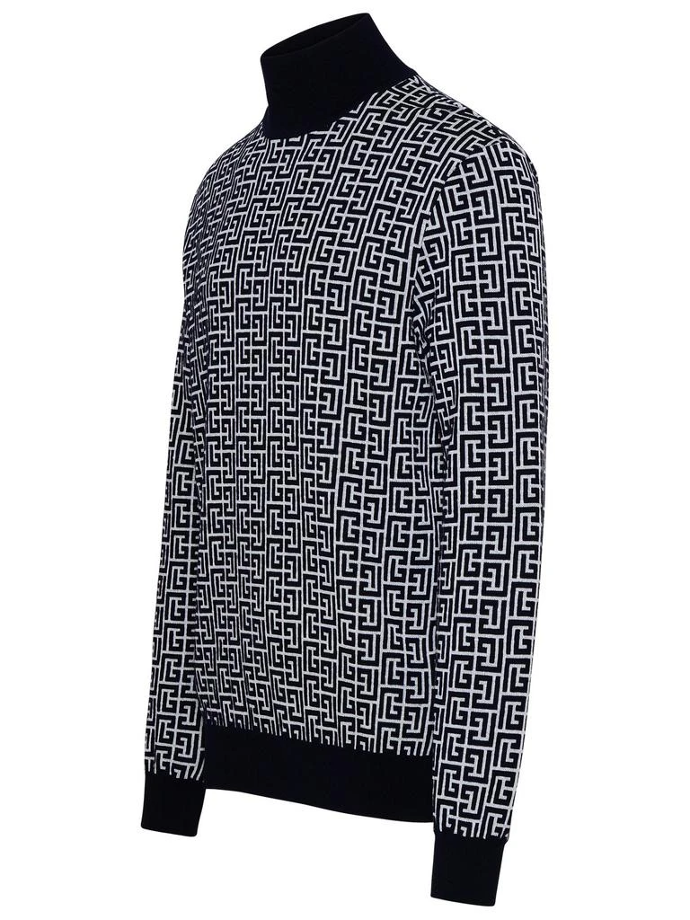 Balmain Balmain Monogram-Intarsia Knitted Roll-Neck Jumper 3