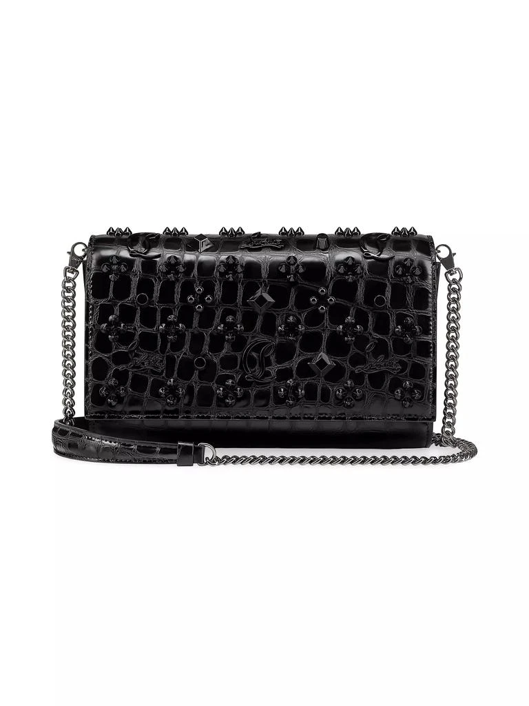 Christian Louboutin Paloma Croc-Embossed Patent Leather Chain Wallet 1