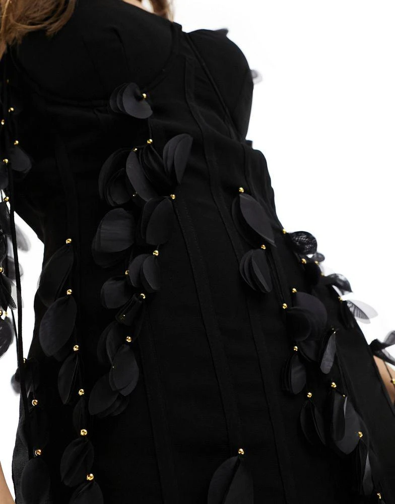 Heiress Beverly Hills Heiress Beverly Hills premium linen corset petal detail mini dress in black 3