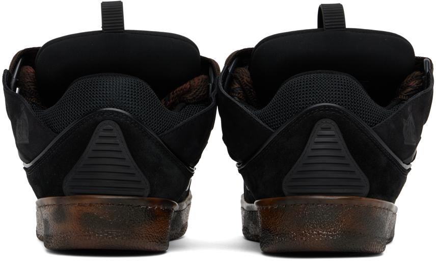 Lanvin Black Leather Curb Sneakers