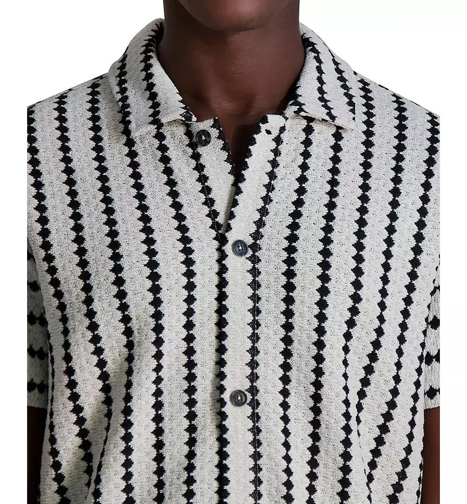 Karl Lagerfeld Paris Men's Short Sleeve Textured Wavy Striped Button-Front Shirt 3