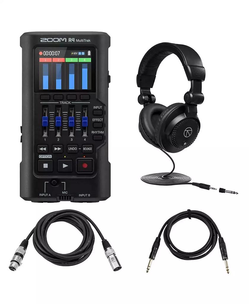 Zoom R4 MultiTrak 32-Bit Float Handheld Recorder Bundle with