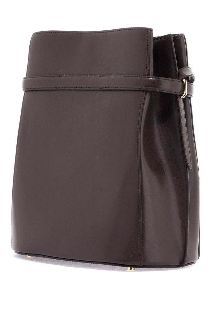 Totême dark brown calfskin bucket bag with decorative belt