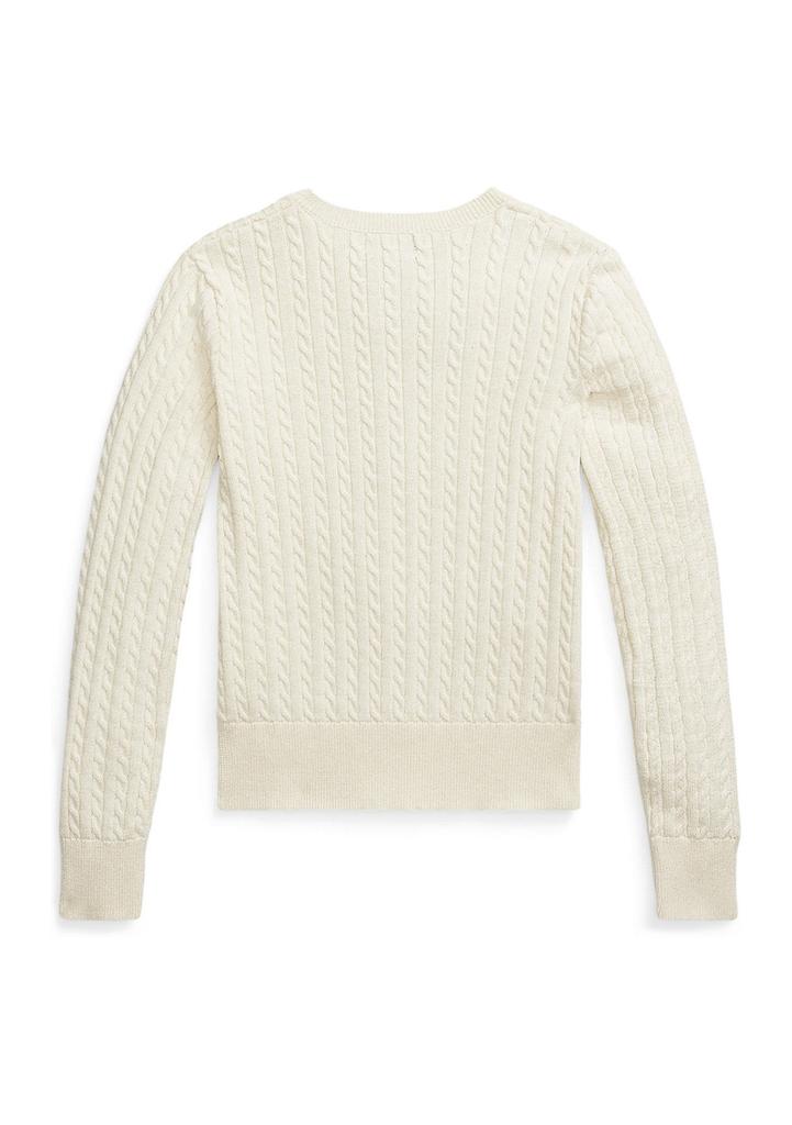 Ralph Lauren Girls 7-16 Metallic Cable Cotton Blend Cardigan