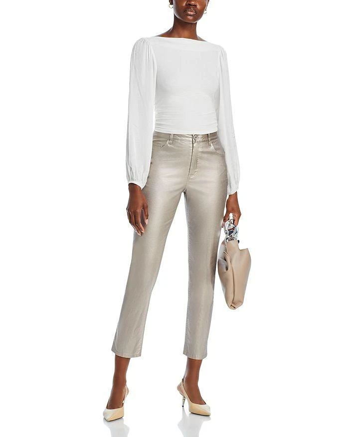 Bella Dahl Lennon High Rise Straight Jeans in Silver Metallic 2