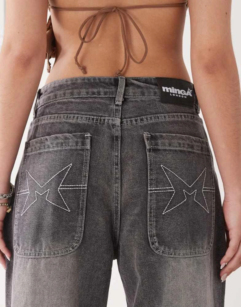 minga Minga London seam detail washed baggy jeans in black 4