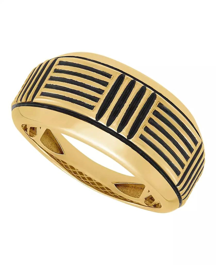 Macy
s Men
s Ring in 14k Yellow Gold Plated Sterling Silver with Black Rhodium