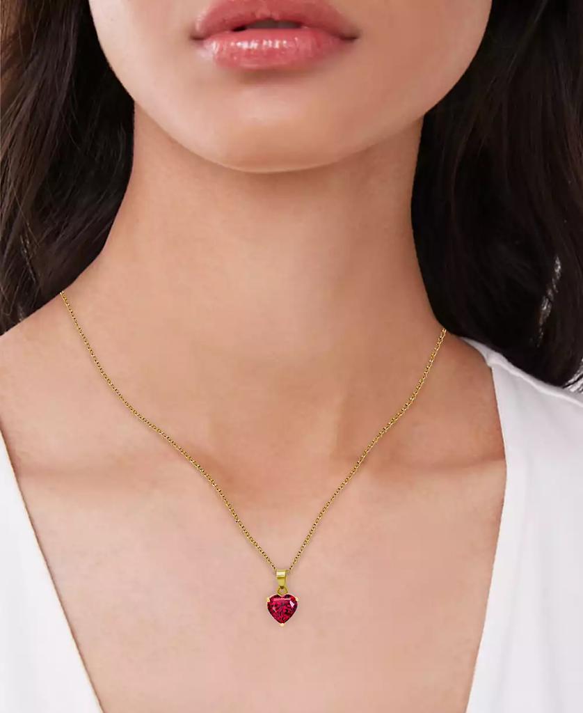 Macy's Lab Grown Ruby Heart 18" Pendant Necklace (2-1/4 ct. t.w.) in 14k Gold-Plated Sterling Silver