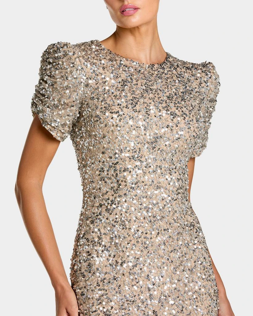 Mac Duggal Beaded Mesh Short-Sleeve Gown 2