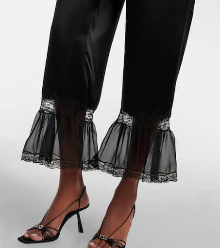 Yves Saint Laurent Lace-trimmed silk satin wide-leg pants 5