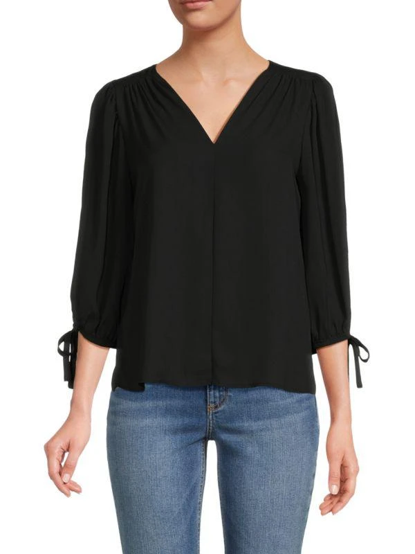 Renee C. ​Floral Puff Sleeve Chiffon Top 1