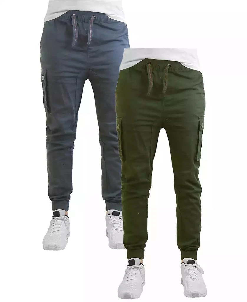 Galaxy By Harvic Men's Cotton Stretch Twill Cargo Joggers, Pack of 2 14