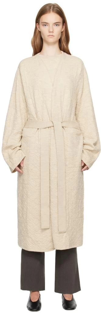 LAUREN MANOOGIAN Beige Diamond Quilt Long Cardigan 1