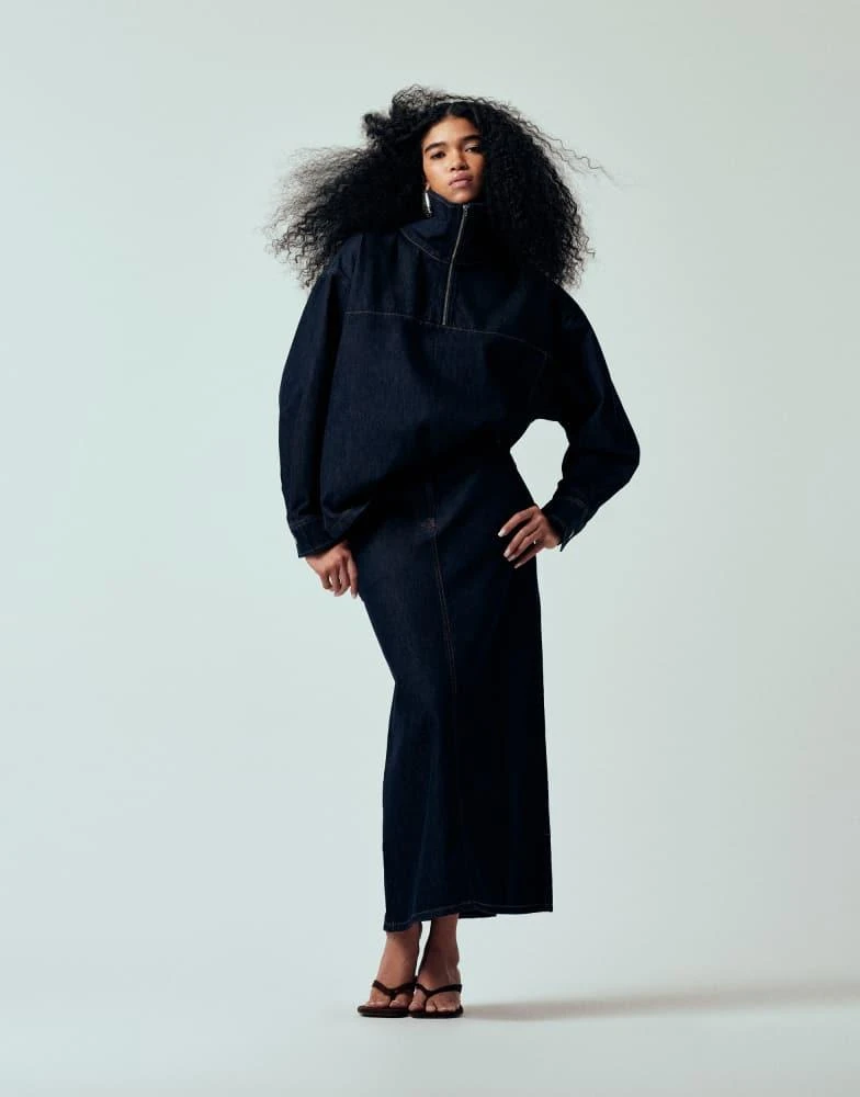 ASOS ASOS DESIGN denim oversized funnel jacket co ord in indigo