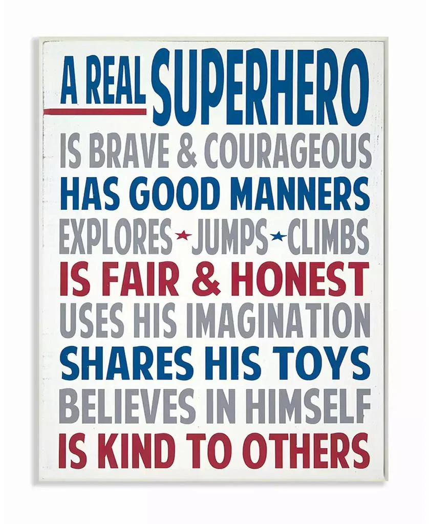 Stupell Industries Home Decor Typography Art, A Real Superhero Wall Plaque Art, 12.5" x 18.5" 1