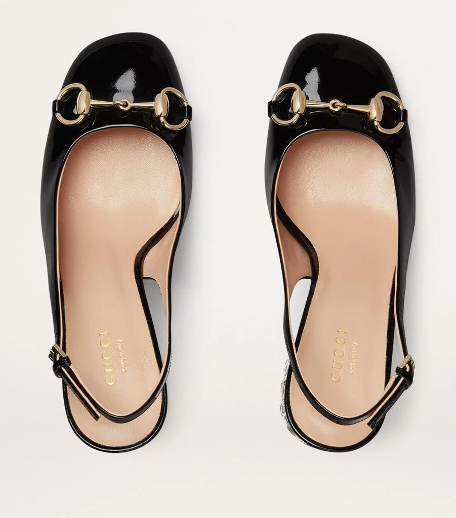 Gucci Patent Leather Embellished Horsebit Slingback Pumps 95 3
