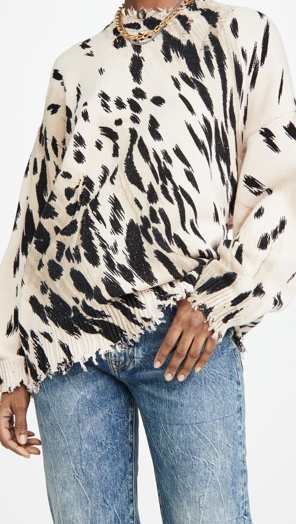R13 Cheetah Oversized Crew Neck Sweater