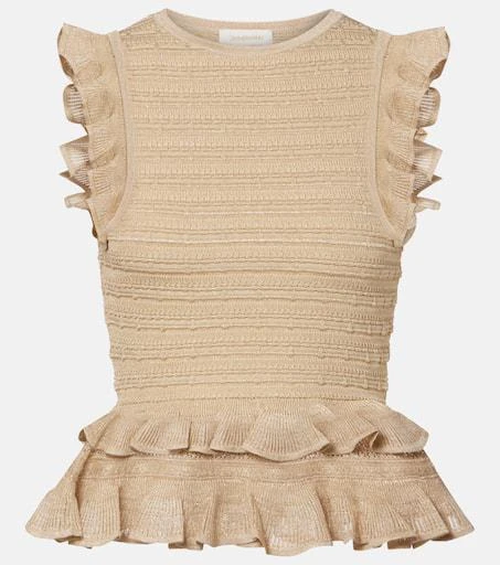 Zimmermann Hypnotic knitted ruffled lamé top 1