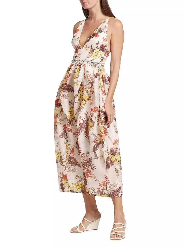 Zimmermann Matchmaker Tulip Linen-Silk Midi-Dress 3