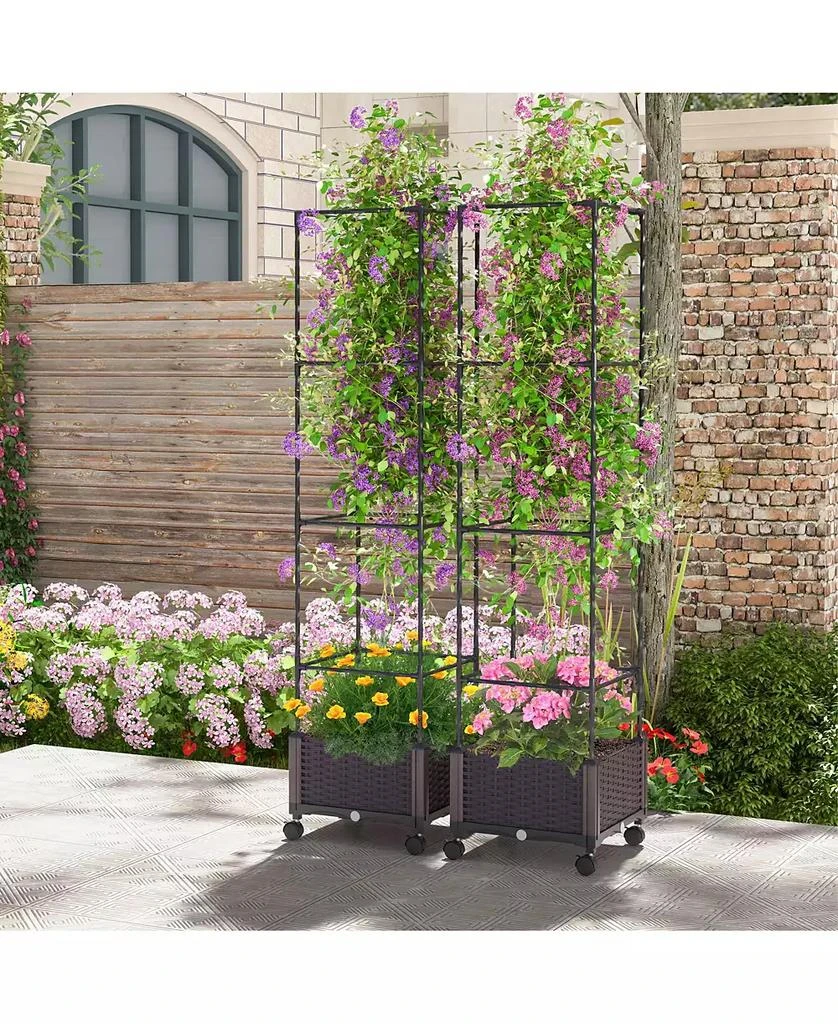 GIVIMO 67 Inches Raised Garden Bed with Planter Box and Trellis 4