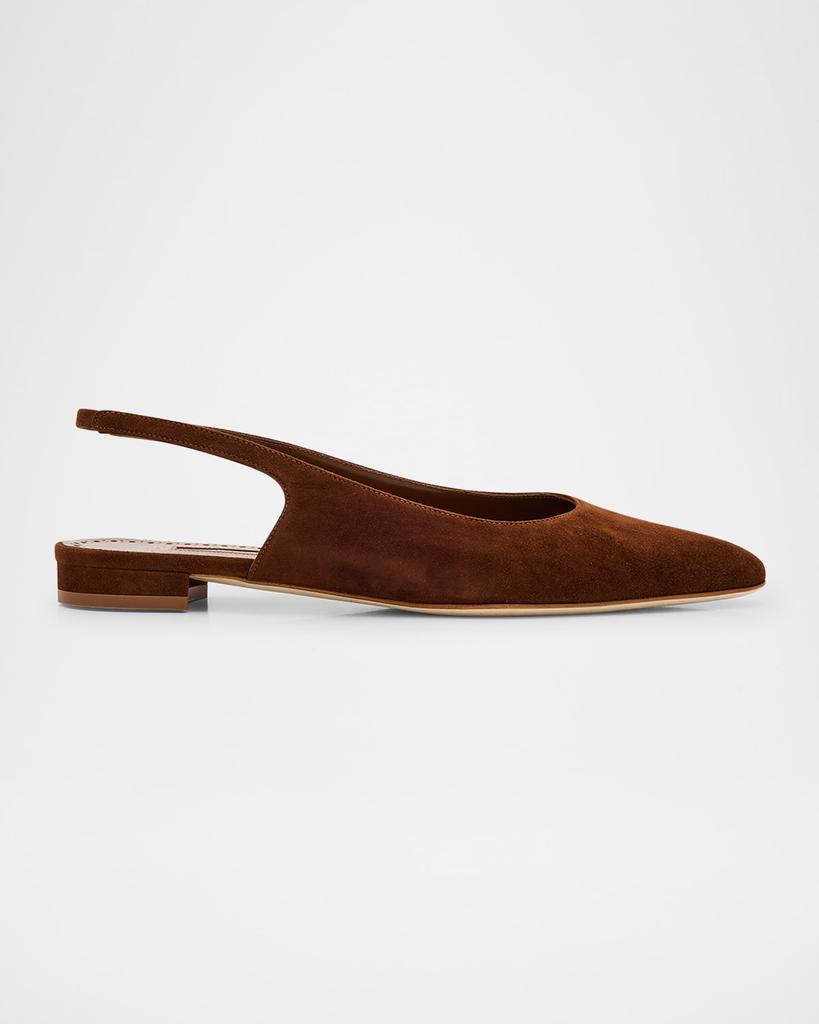 Manolo Blahnik Suede Slingback Ballerina Flats