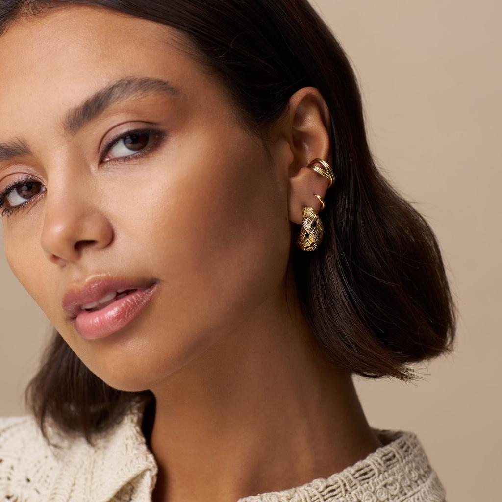 Orelia London Domed Woven Cut Out Hoop Earrings