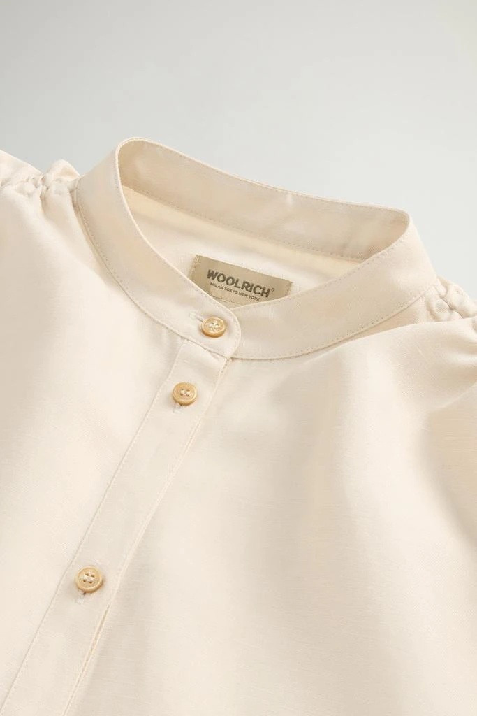 Woolrich Linen-Blend Blouse with Band Collar - Women - Beige 6
