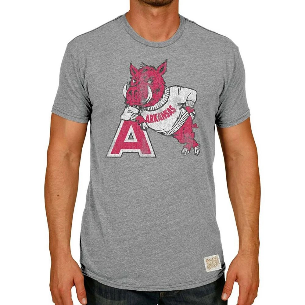 Original Retro Brand Men's Heather Gray Arkansas Razorbacks Vintage-Inspired Hog A Tri-Blend T-shirt