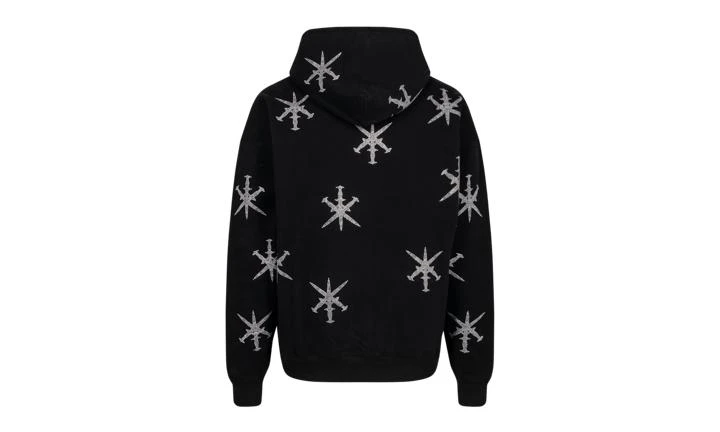 Unknown UK Unknown UK Black Dagger Rhinestone Hoodie 4