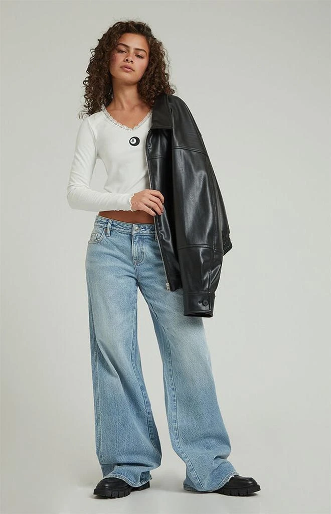 PacSun Casey Low Rise Baggy Jeans Butt Slit Light Indigo 2