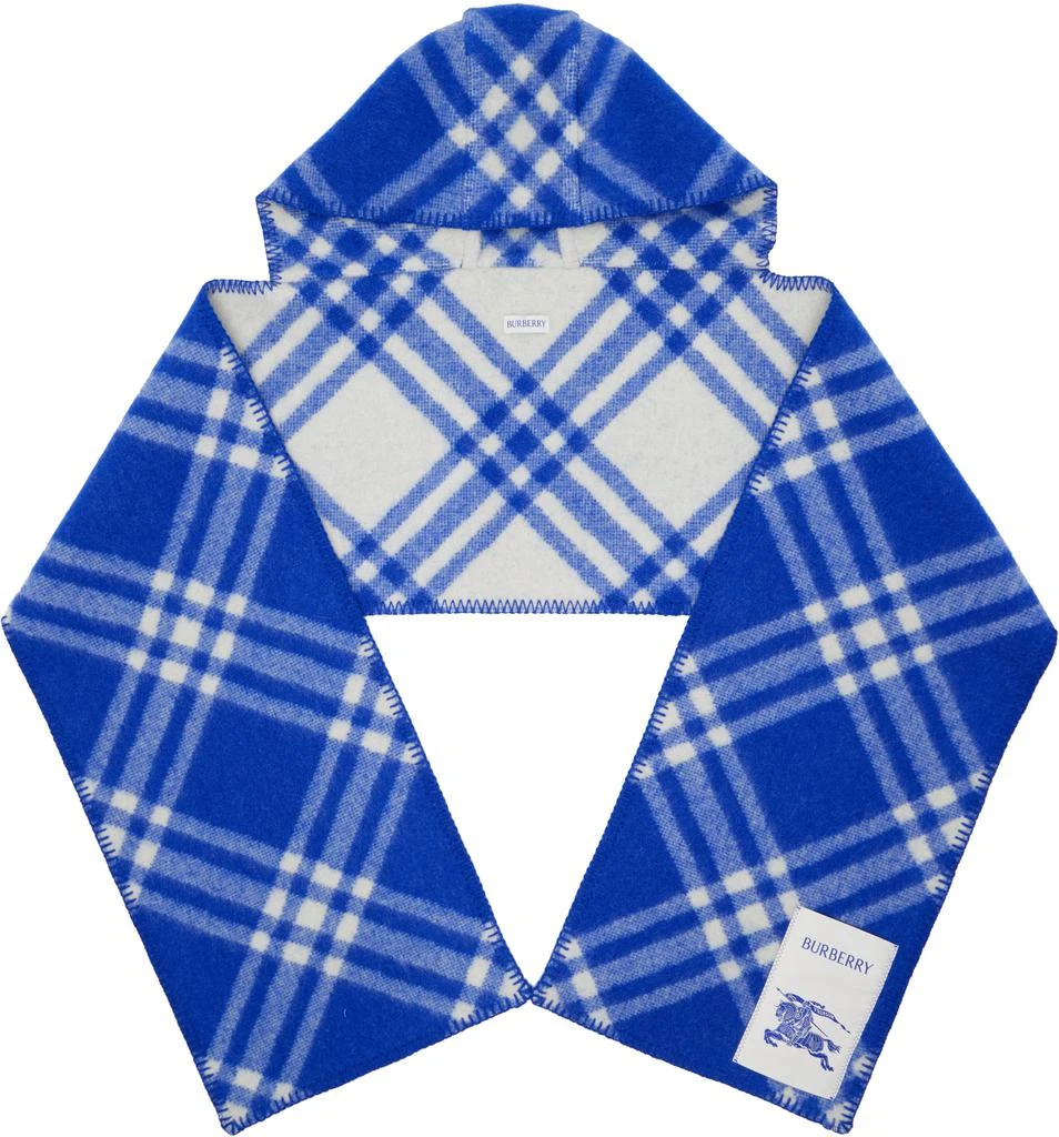 Burberry Navy Check Hooded Scarf