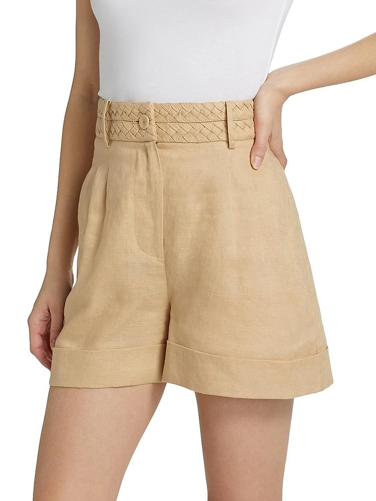 FIGUE Uma Braided Linen Cuff-Hem Shorts 4