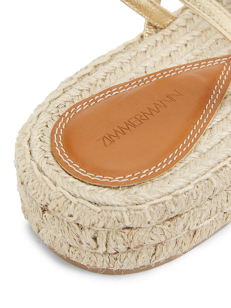 Zimmermann Orchid Floral Metallic Leather Espadrille Sandals