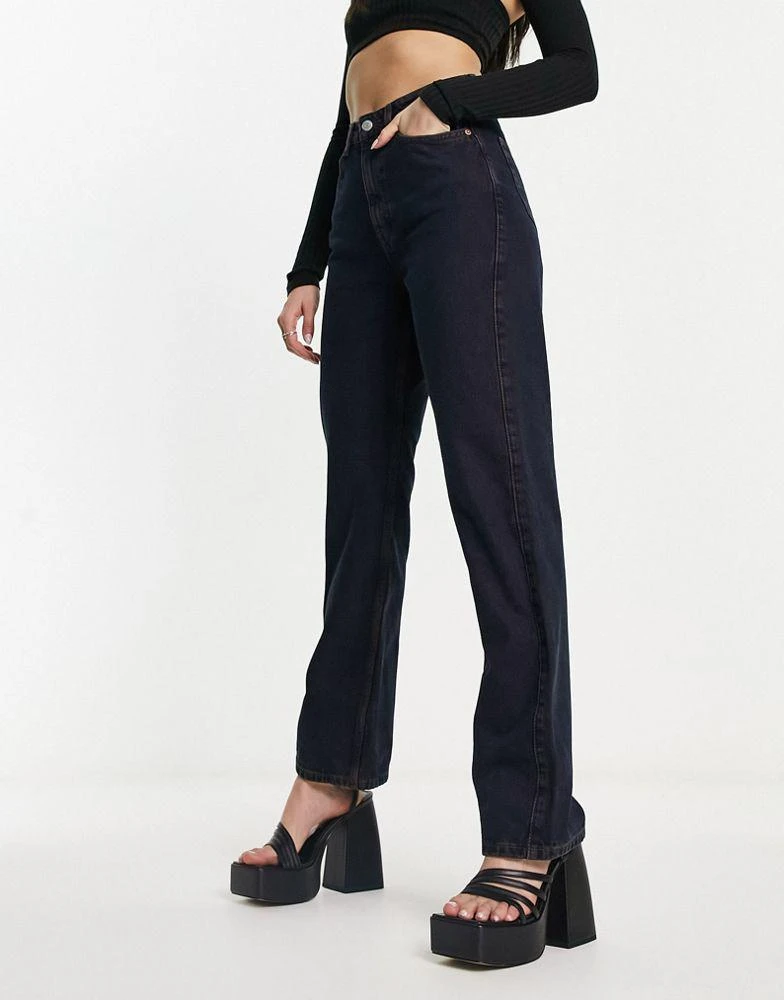 Weekday Weekday Rowe extra high waisted straight leg jeans in teal blue wash 1