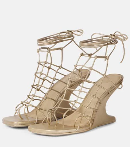 Rick Owens Web Cantilever woven leather wedges 4