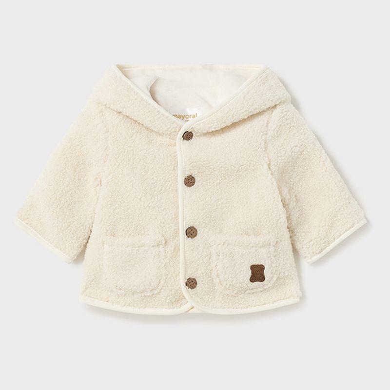 MAYORAL Beige Hooded Faux Wool Jacket