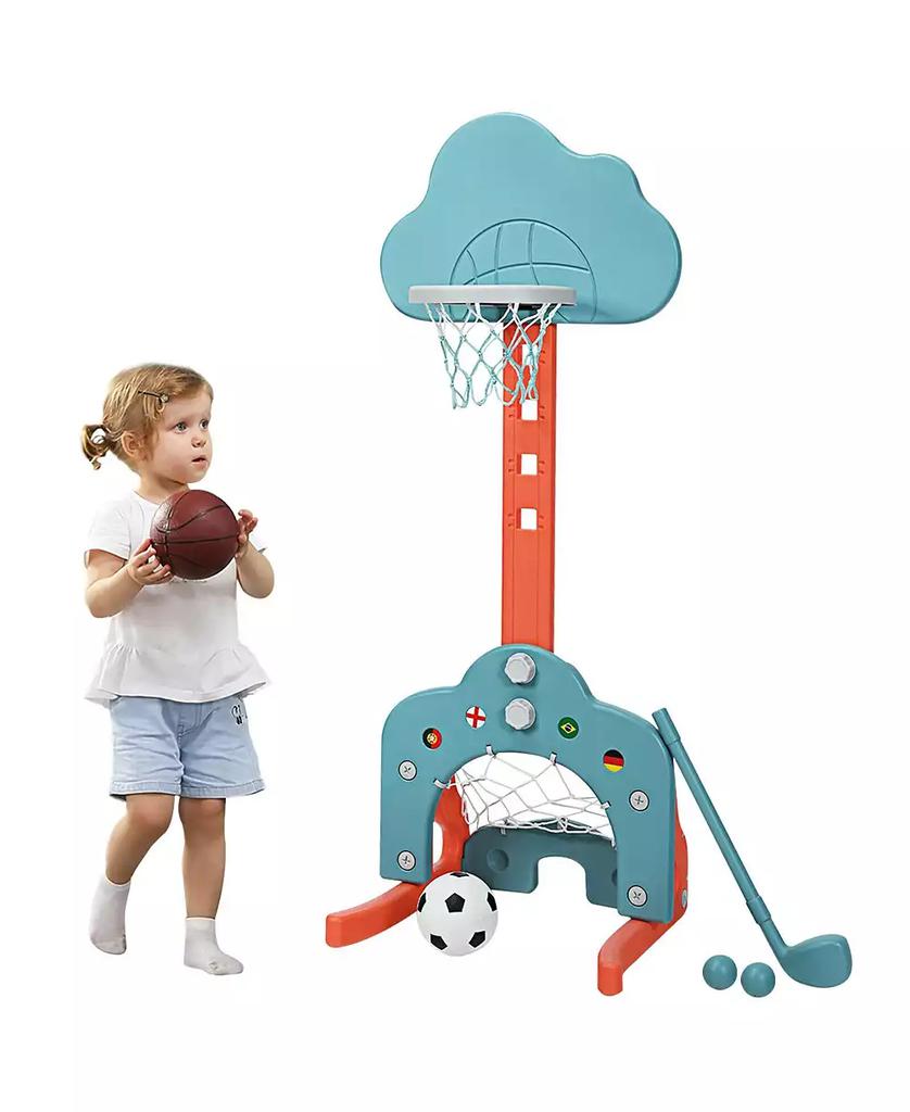 SUGIFT 3-in-1 Kids Basketball Hoop Set with Balls-Green