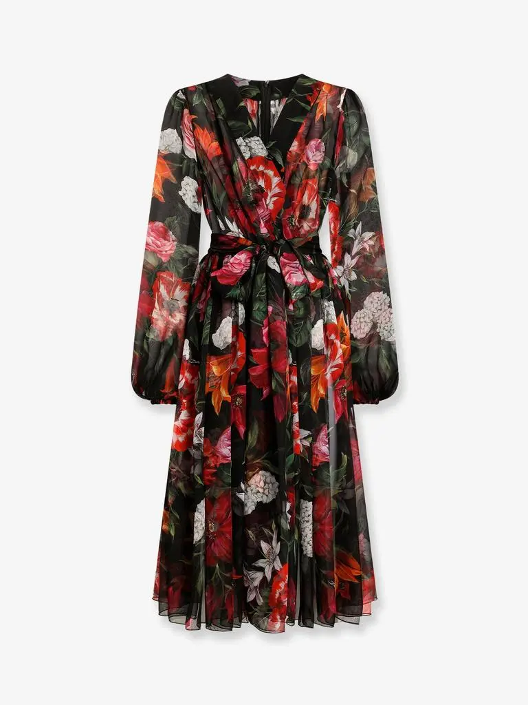 dolce and gabbana floral silk chiffon dress Floral silk chiffon maxi dress in multicoloured - Dolce Gabbana