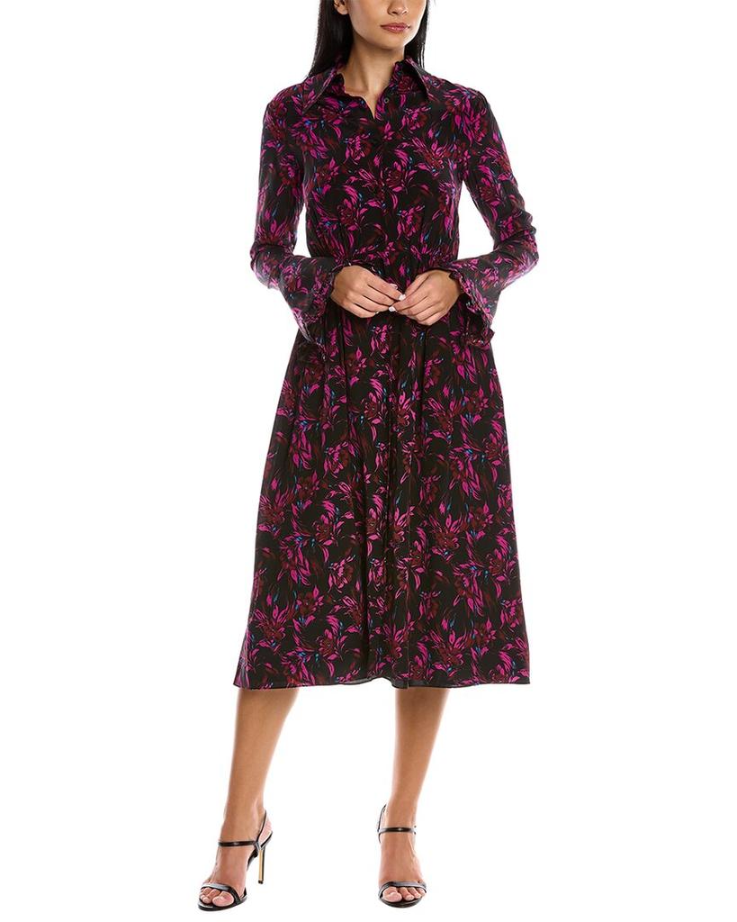 Les Rêveries Les Rêveries Ruffle Cuff Silk Shirtdress