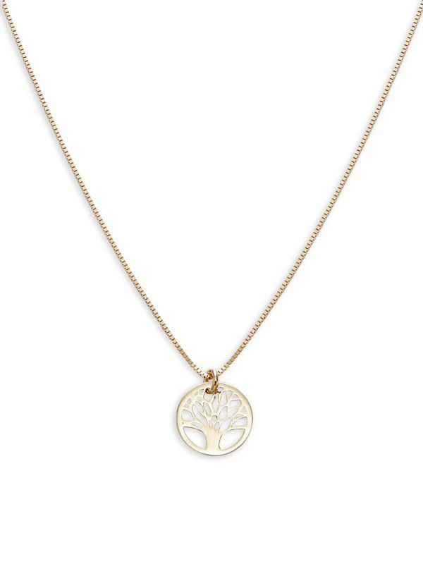 Saks Fifth Avenue 14K Yellow Gold Tree Of Life Pendant Necklace 1
