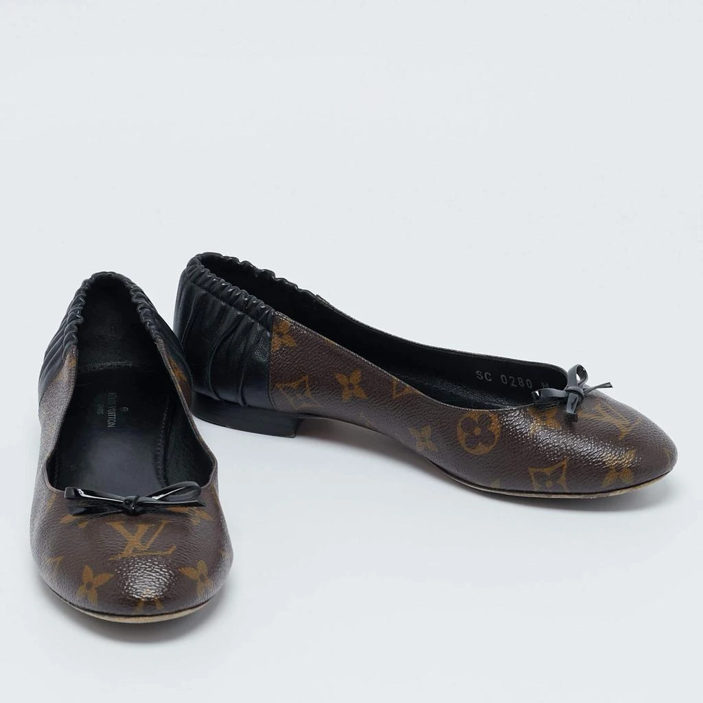 Louis Vuitton Louis Vuitton Black Leather and Monogram Canvas Joy Ballet Flats Size 36 4